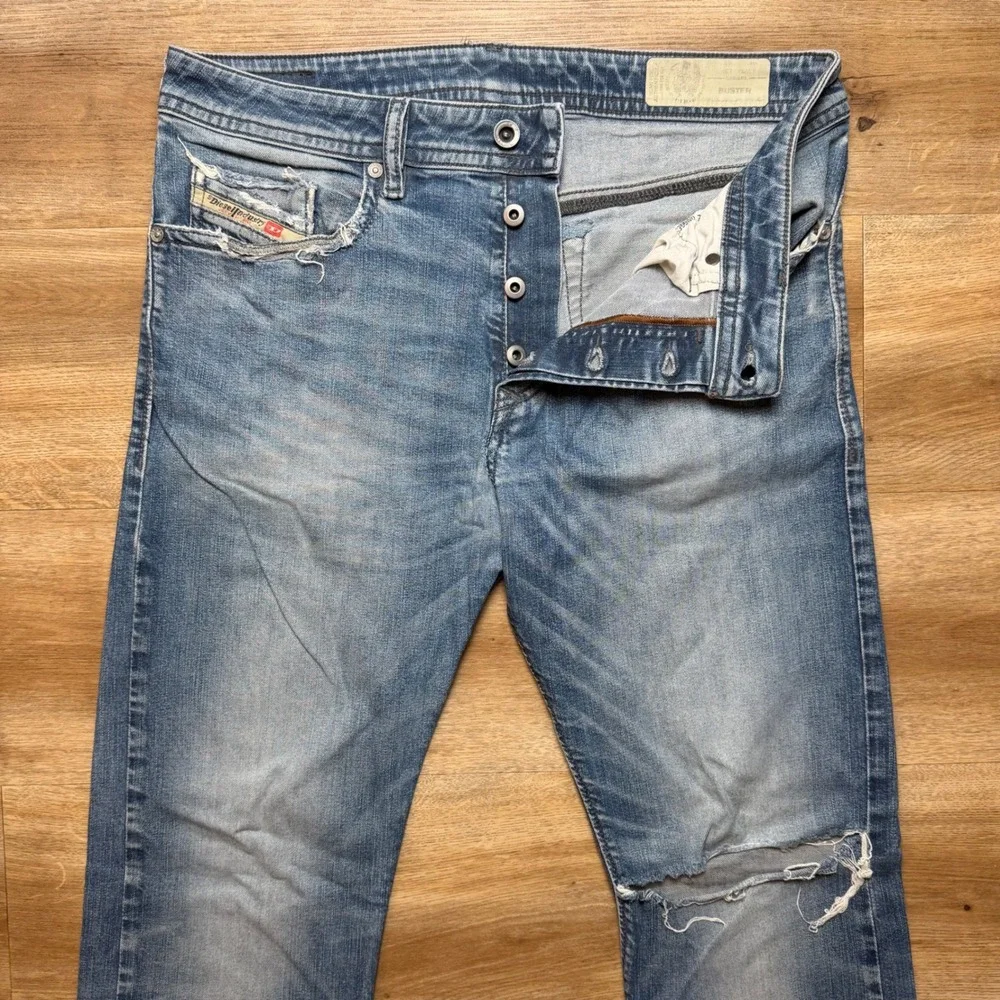 Diesel Buster Jeans Men 32x32 Blue Slim Tapered Stretch Distressed Denim 0853R
